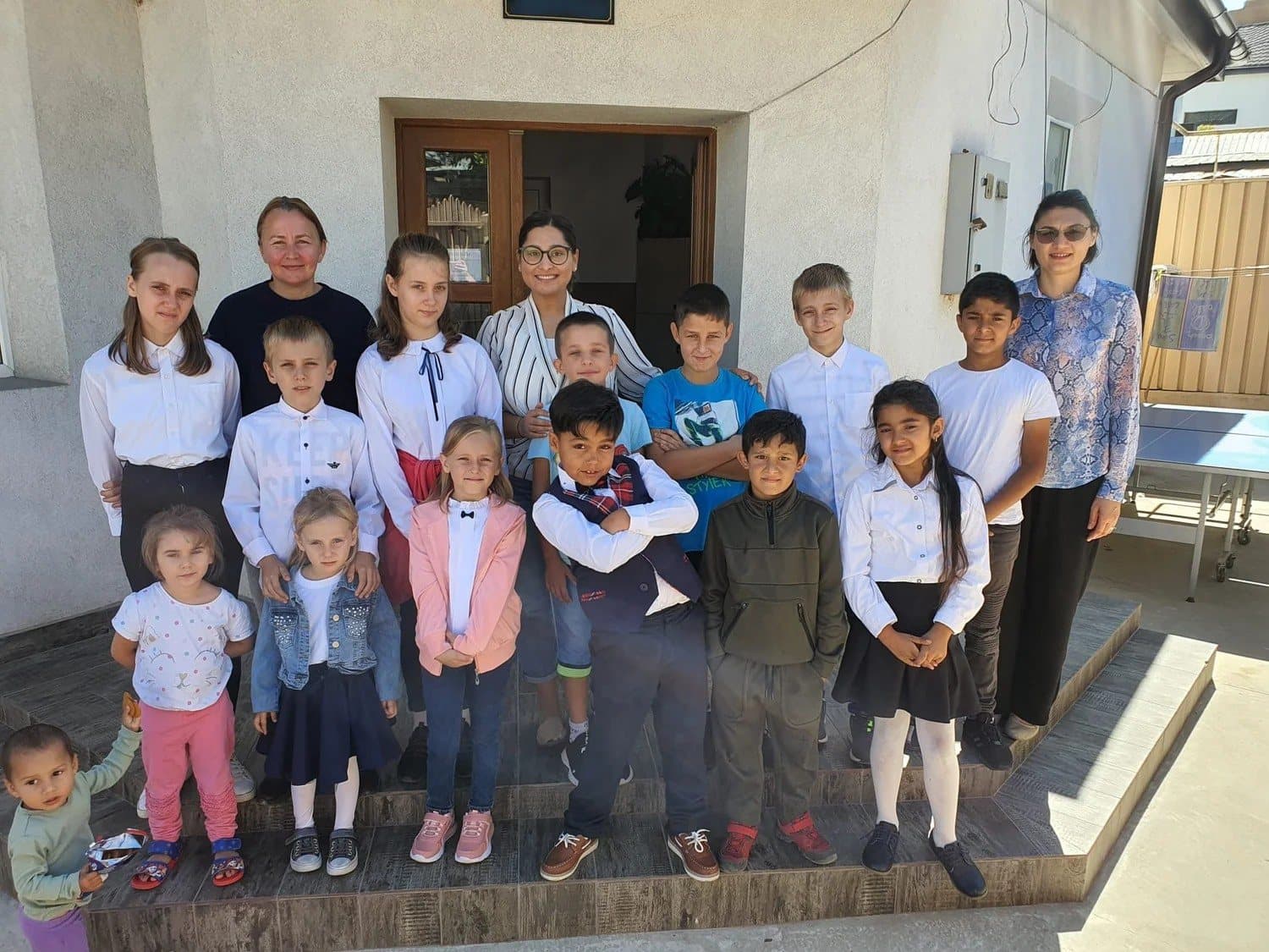 Children and teachers on the first day of school at the Day Center